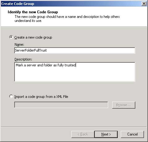 Creating a child code group