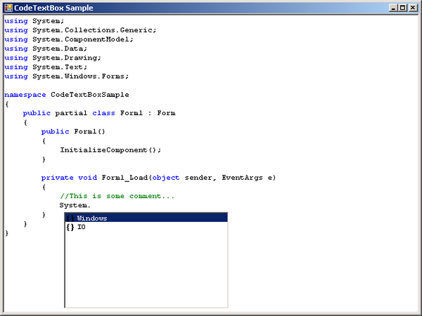 CodeTextBox properties