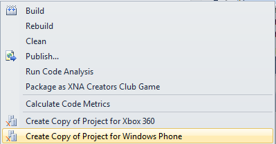 right-click pop-up menu