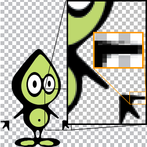Bob displayed with alpha-channel and Sub-pixel rendering highlighted in orange (now that's smooth jagz).