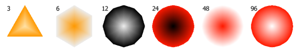 Approximating a radial gradient by sub-division of a circle with triangles.