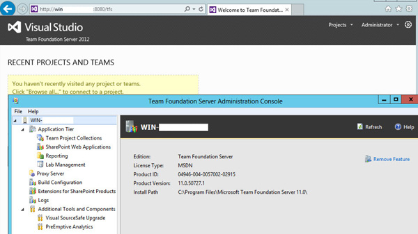 Team Foundation Server 2012 Administration Console