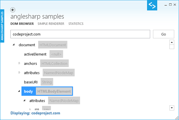 AngleSharp Samples DOM-Browser