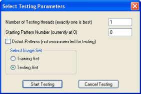 Selection of testing parameters