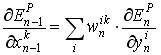 Equation (5): Partial derivative of the error for the previous layer