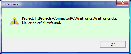 VC6 - no resource files found warning message