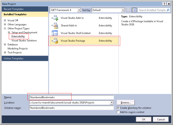 Create new extensibility package