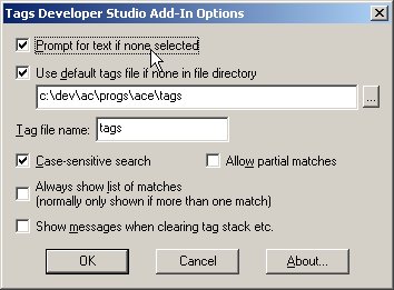 Tags Add-In Options