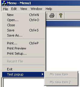 Dynmaic menu item test output