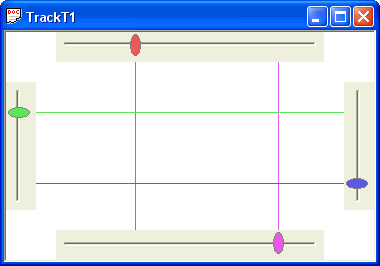 Custom Drawn CSliderCtrl's being used as a margin; note the color of the thumb