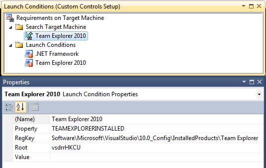 How the registry search condition is to be configured