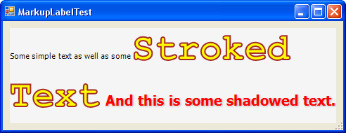 A sample with stroked and shadowed text