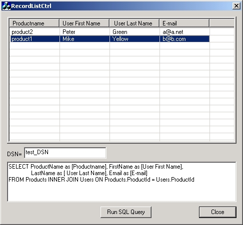 Sample screenshot with CListCtrl