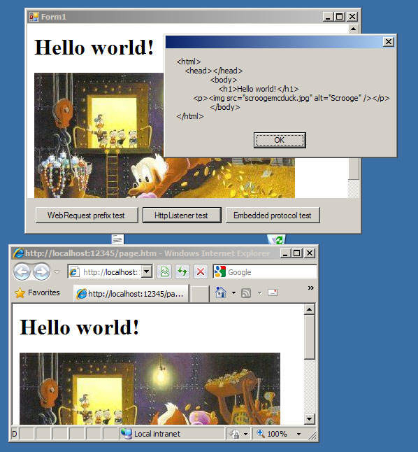 Test application screenshot