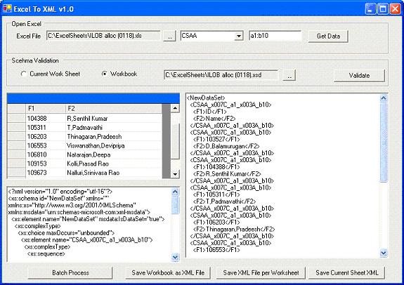 Convert Excel to XML file/XML Schema, and validate Excel against