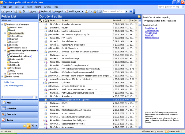 Additional panel inside Microsoft Outlook