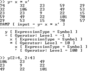 Output in the sample console application