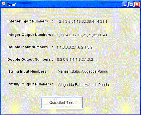 Screen Shot of test program