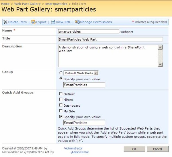 Testing the installation of your part