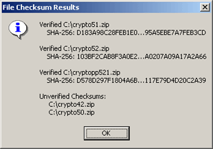 Verify Checksum Message Box