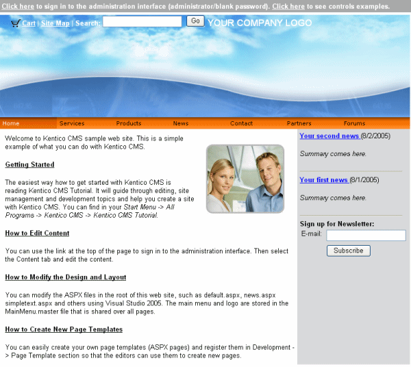 New Corporate Site Starter Kit Home Page