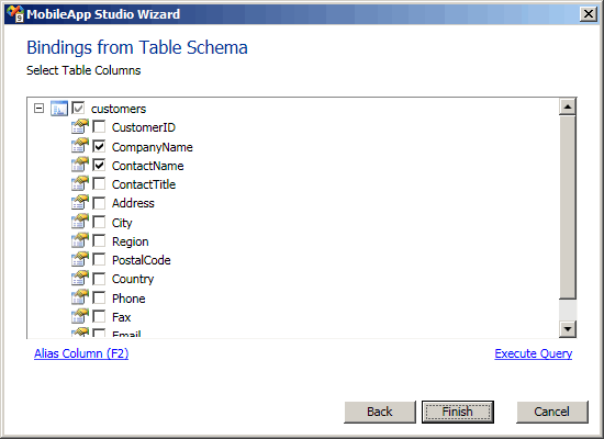 Binding items of row templates to data