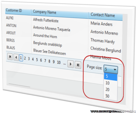 Datapager With Pagesize DropDown Silverlight