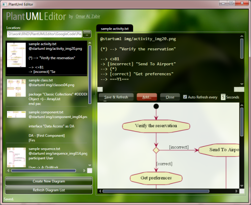Screenshot of PlantUML Editor