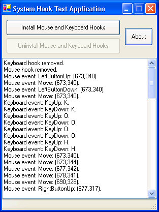 System Hook Sample Application