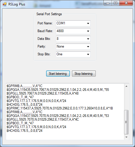 Basic serial port listening application