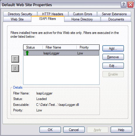 Adding ISAPI Filter
