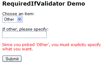 Screenshot of Validation