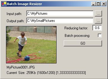 Image Batch Resizer user interface