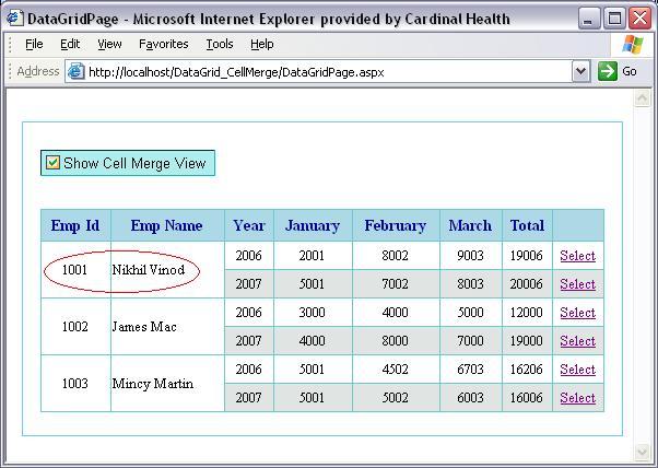 Cell Merging of DataGrid in ASP.NET - CodeProject