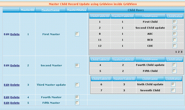 Master and Chid GridView In Normal Mode