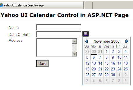 Using Yahoo.UI.Calendar in ASP.NET