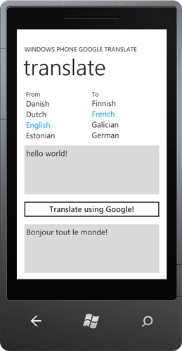 Windows Phone 7 Google Translate