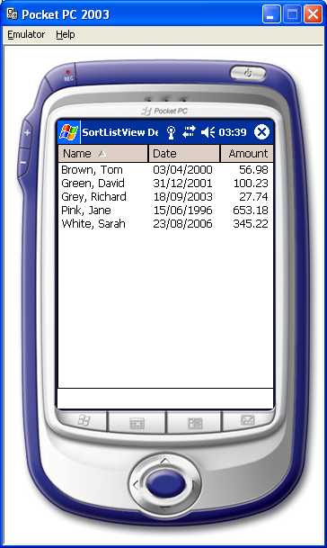 need a sortable list view