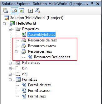Localized resources files in Solution Explorer