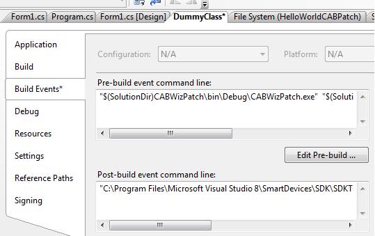 Fig 5: Pre-Build and Post-Buiel events in DummyClass