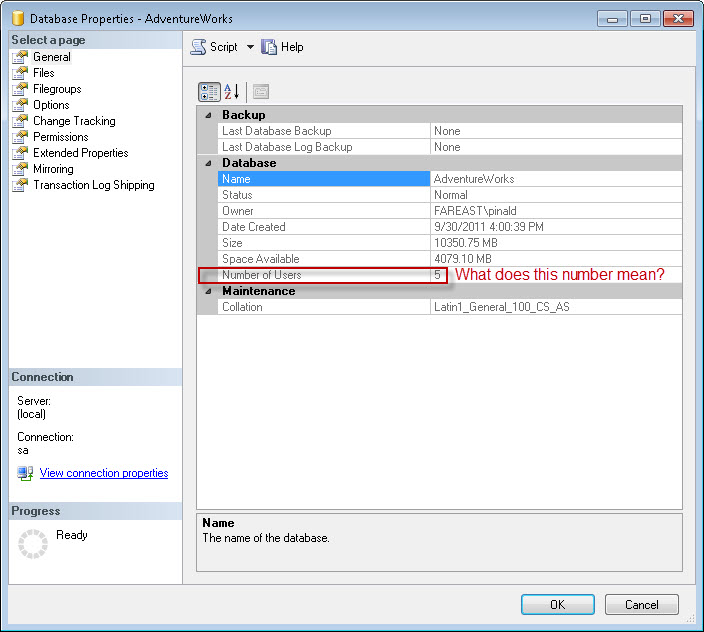 Sql Server Database Properties Number Of Users Codeproject