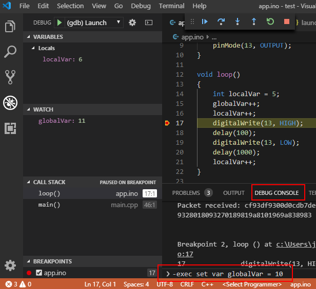 Debugging Arduino C/C++ Code 