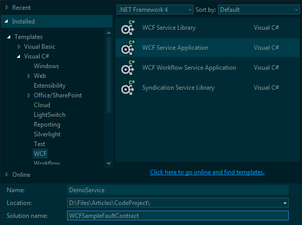 WCF Sample Project for Demonstrating Exception Handling