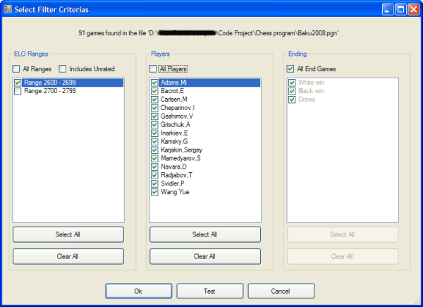 Chess Repertoire Manager - A game from PGN file on built-in PGN viewer/ editor