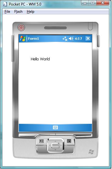 Hello World application is loaded in Device Emulator