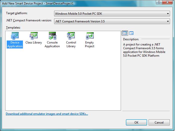 Target Platform Select the Compact Framework version and Target Platform