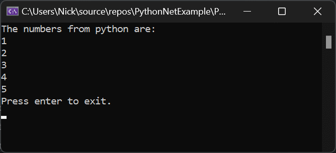 Pythonnet을 사용한 목록 출력