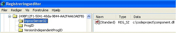 Registry entries for the Component