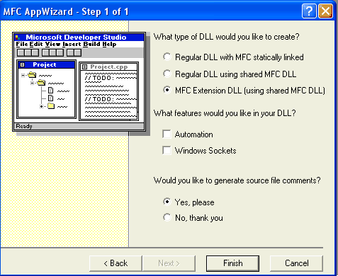 Step 1 in AppWizard