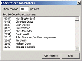 CodeProjectTopPosters object in action
